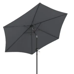 7.5FT Round Outdoor Patio Umbrella With Tilt Adjustment, Crank Lift System, 6 Iron Ribs & Iron Pole, Waterproof UV Prote