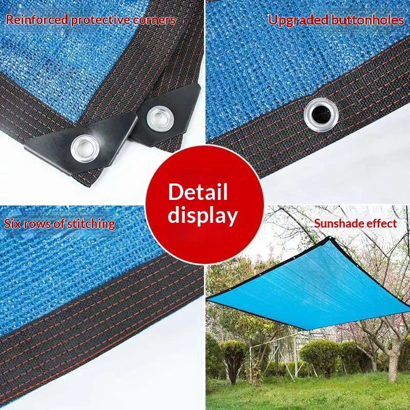Filet d’ombrage bleu avec bords ourlés et perforations