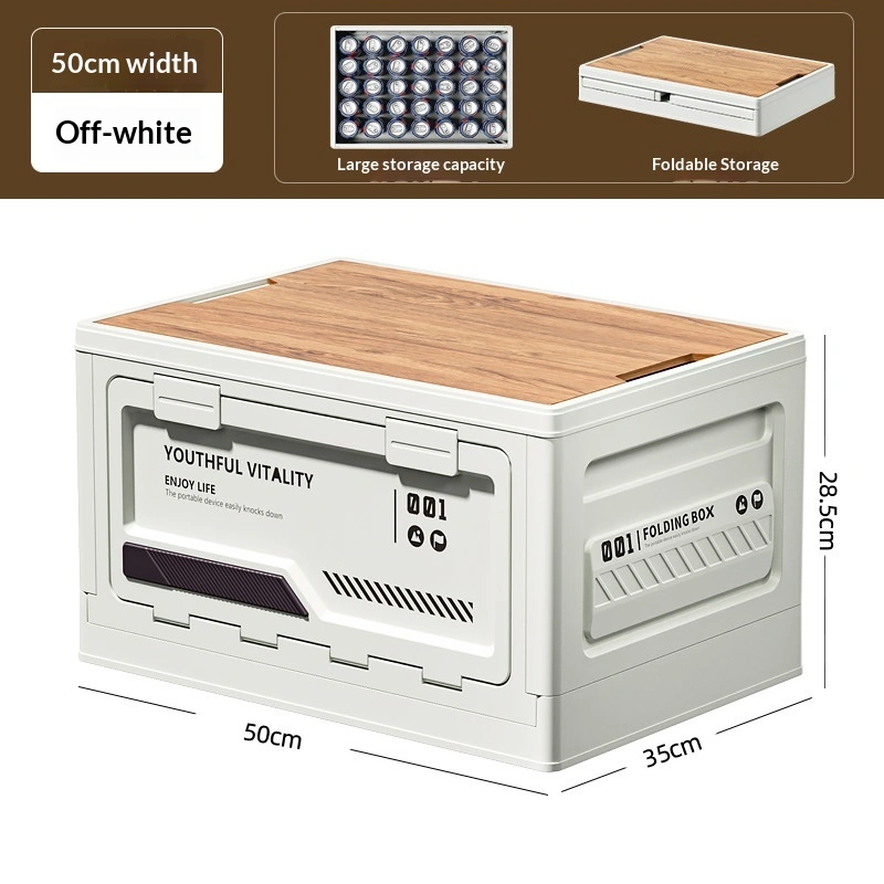 Outdoor Camping Aufbewahrungsbox mit seitlicher Tür und Holzdeckel