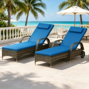 CampGlut Lounge Sessel Set von 2 mit Tisch