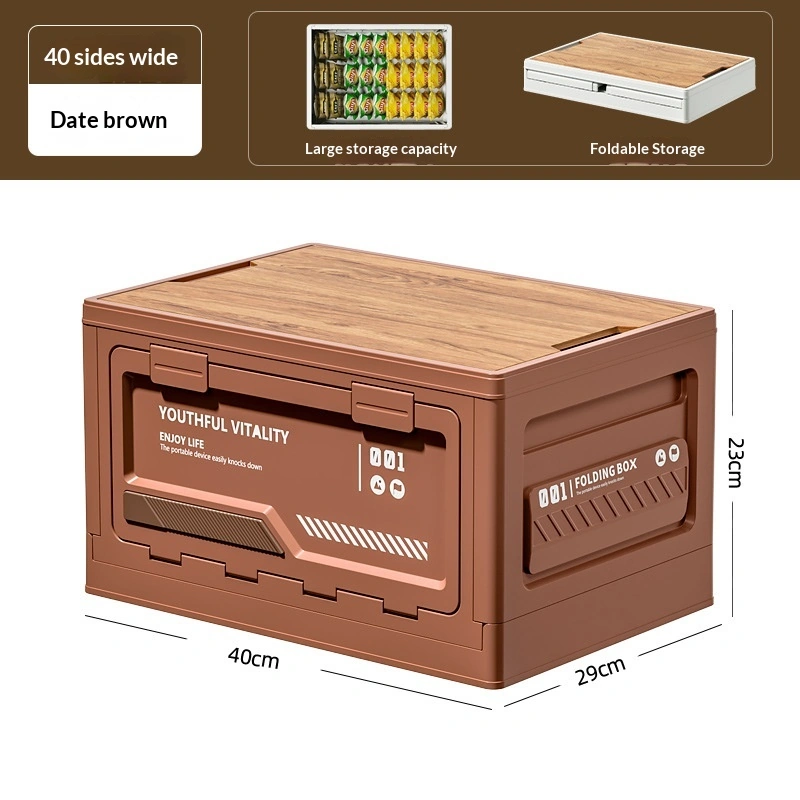 Outdoor Camping Aufbewahrungsbox mit seitlicher Tür und Holzdeckel