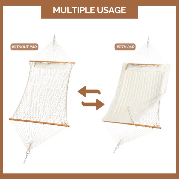 Hamac avec support, hamac à double barre avec lit de hamac, ensemble de hamac réglable robuste pour l’extérieur, patio,
