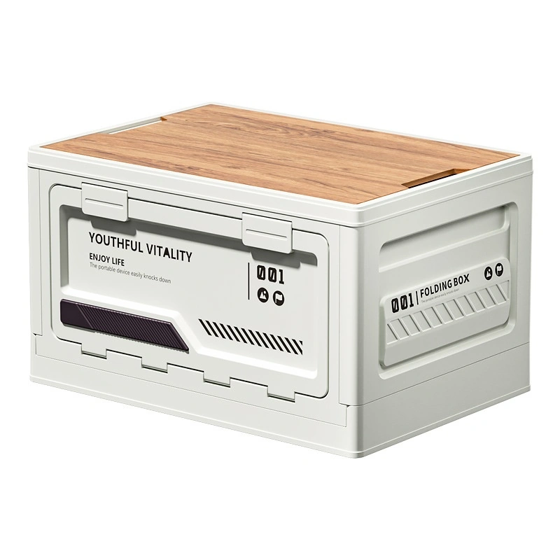 Outdoor Camping Aufbewahrungsbox mit seitlicher Tür und Holzdeckel