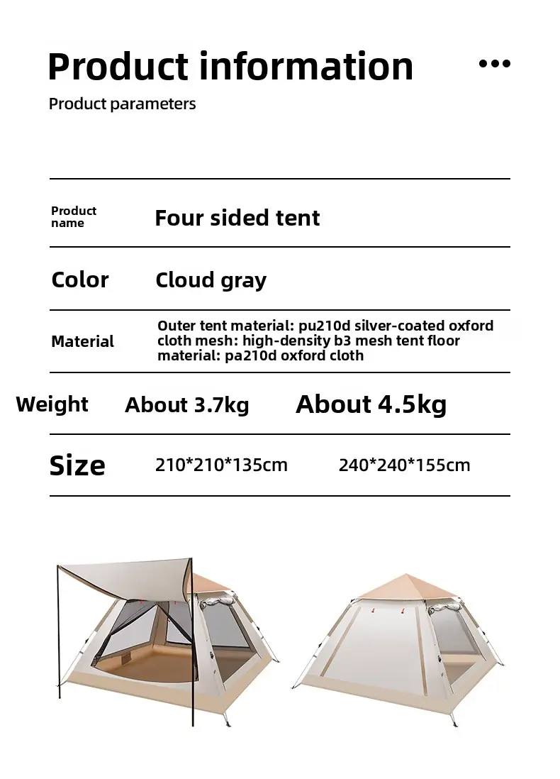 Tragbares, klappbares, automatisches Zelt mit Sofortöffnung für den Außenbereich, regen- und sonnengeschützte Campingaus