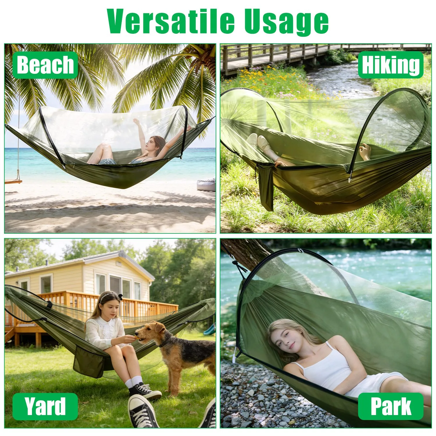 1 pièce hamac de camping avec moustiquaire hamac portable avec moustiquaire intégrée fermetures éclair bidirectionnelles