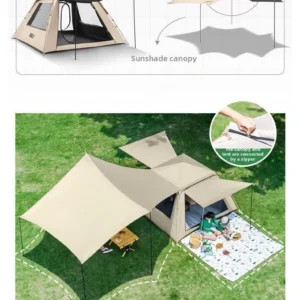 Outdoor Camping Zelt, tragbares Klappvordach 2-in-1 Vollautomatische komplette Campingausrüstung
