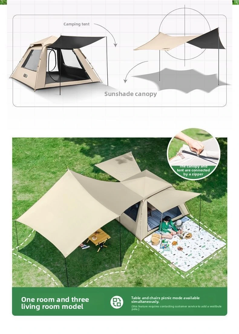 Outdoor Camping Zelt, tragbares Klappvordach 2-in-1 Vollautomatische komplette Campingausrüstung