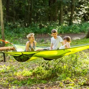 CampGlut Mehrpersonen Hängematte tragbare Hängematte im Dreipunkt Design multifunktionale dreieckige Luftmatt