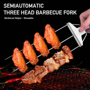 3-Prong Skewer Stick Needles Kebab 3 Way Forks Stainless Steel Barbecue Grill Fork Household BBQ Non