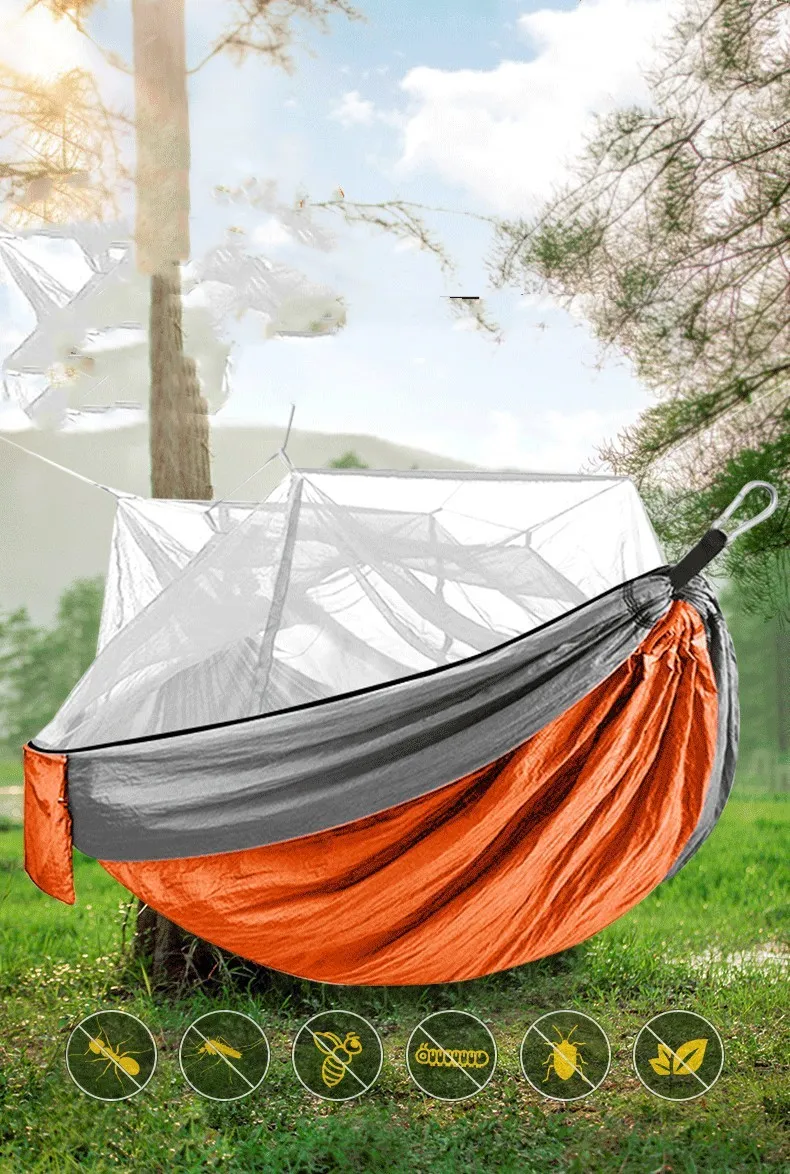 CampGlut Outdoor Camping Camping Hängematte mit Moskitonetz
