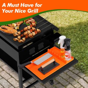 3 In 1 Grill Side Shelf Mat BBQ Grill Mat Tools Silicone Side Shelf Griddle Rest Roasting Pan Kitche