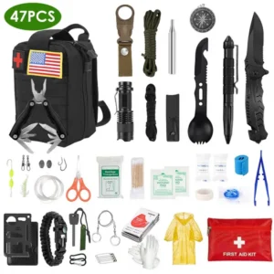 47Pcs Notfall Überlebens Set Überlebens EDC Ausrüstung Werkzeug