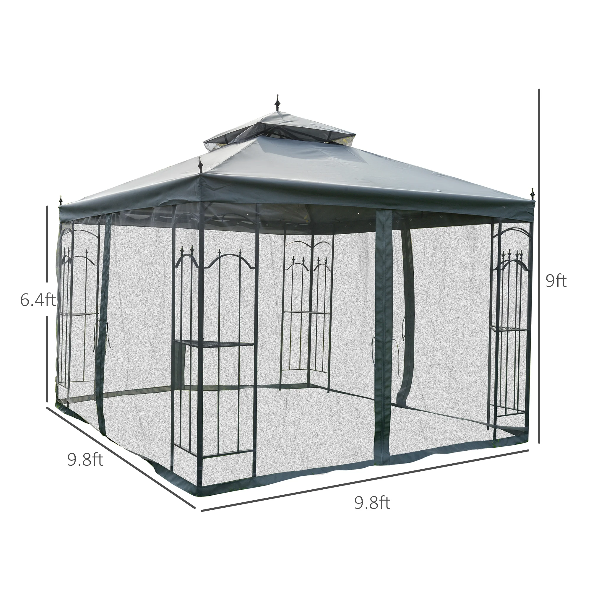 118" x 118" Steel Pavilion for Patio with Removable Mosquito Nets, Ab... - Imagen 6