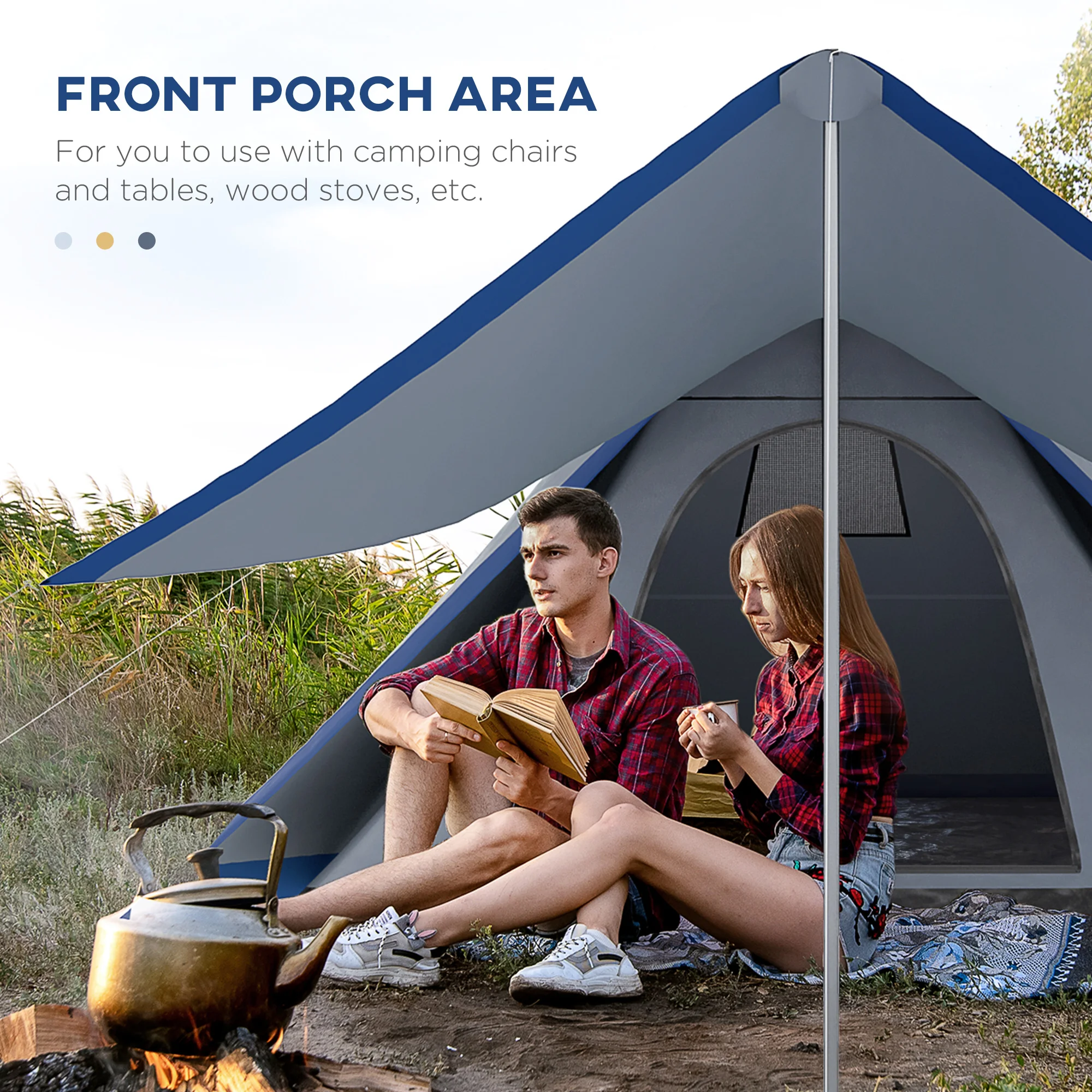 15,4x15,4x8,5 Tipi-Zelt, wasserdicht, mit Vorzelt, Boden & Tragetasche, 2-3 P... – Bild 4