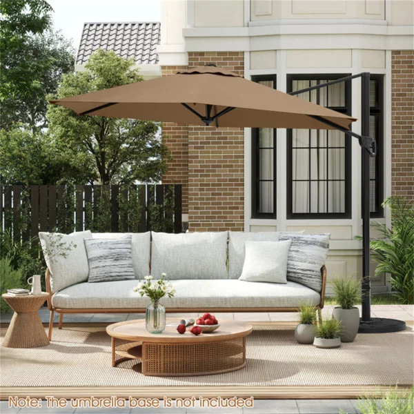 CampGlut 9x8.2FT Cantilever Patio Umbrella im Wind getestet.