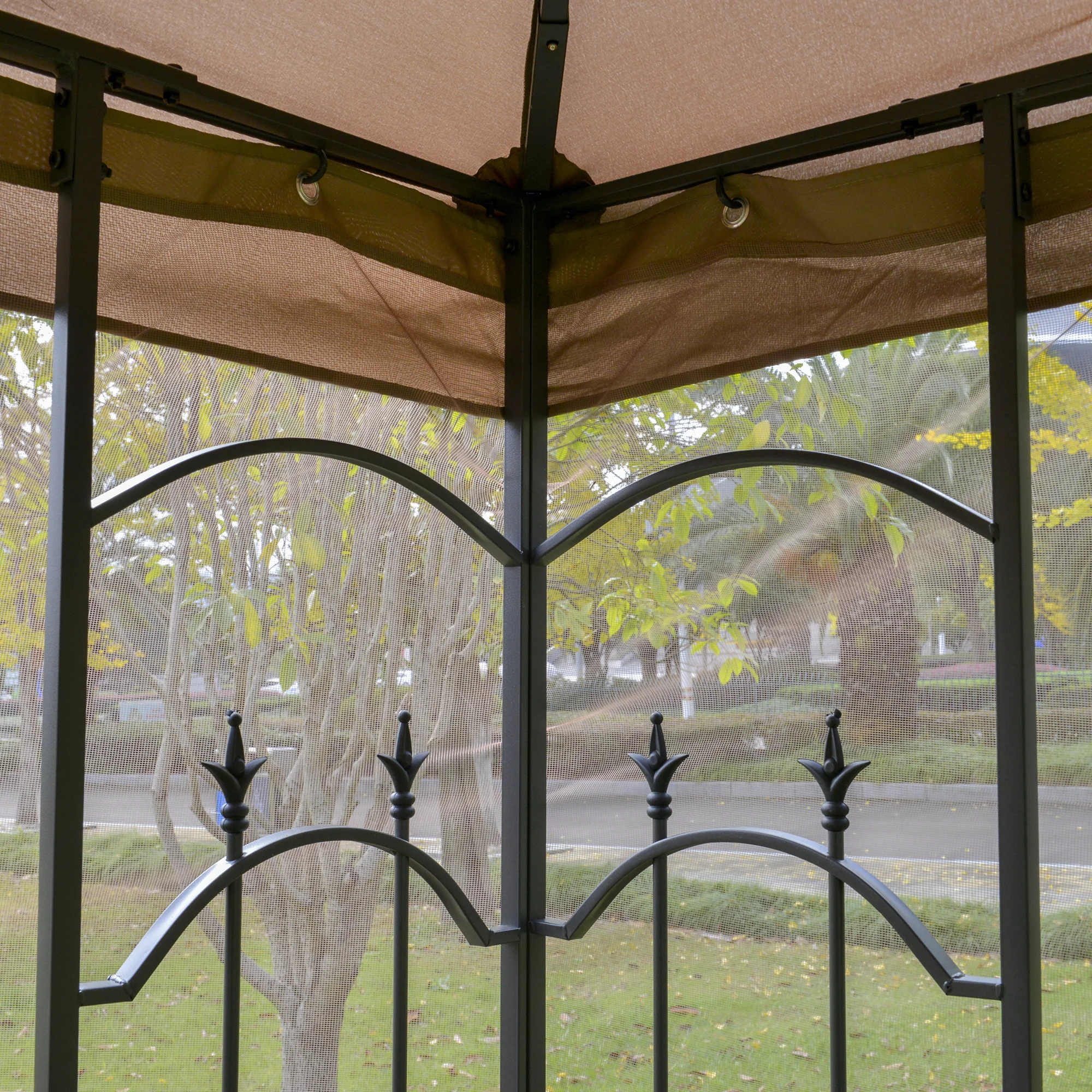 Gazebo de patio 10 x 10 con estanterías de esquina - Image 5