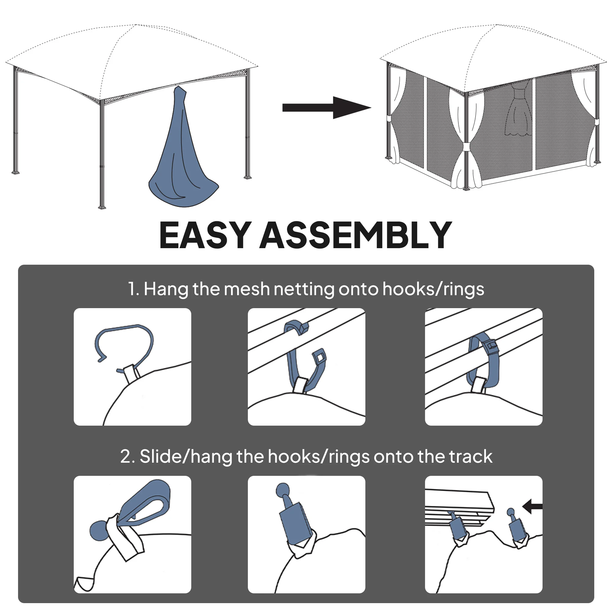 Replacement Side Wall Mesh with Zipper for 10x12 Pavilions, Cream - Imagen 4