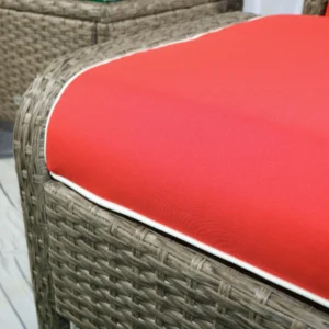 5-Piece Rattan Seating Set with 2 Padded Chairs, 2 Stools and Coffee Table