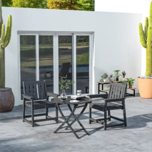 2er-Set Allwetter-Patiosessel, HDPE Terrassen-Essstühle, schweres Holzdesign,...