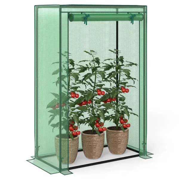 Green Mini Greenhouse 99x51x150cm PE Mesh, Tool-Free Assembly - Imagen 5