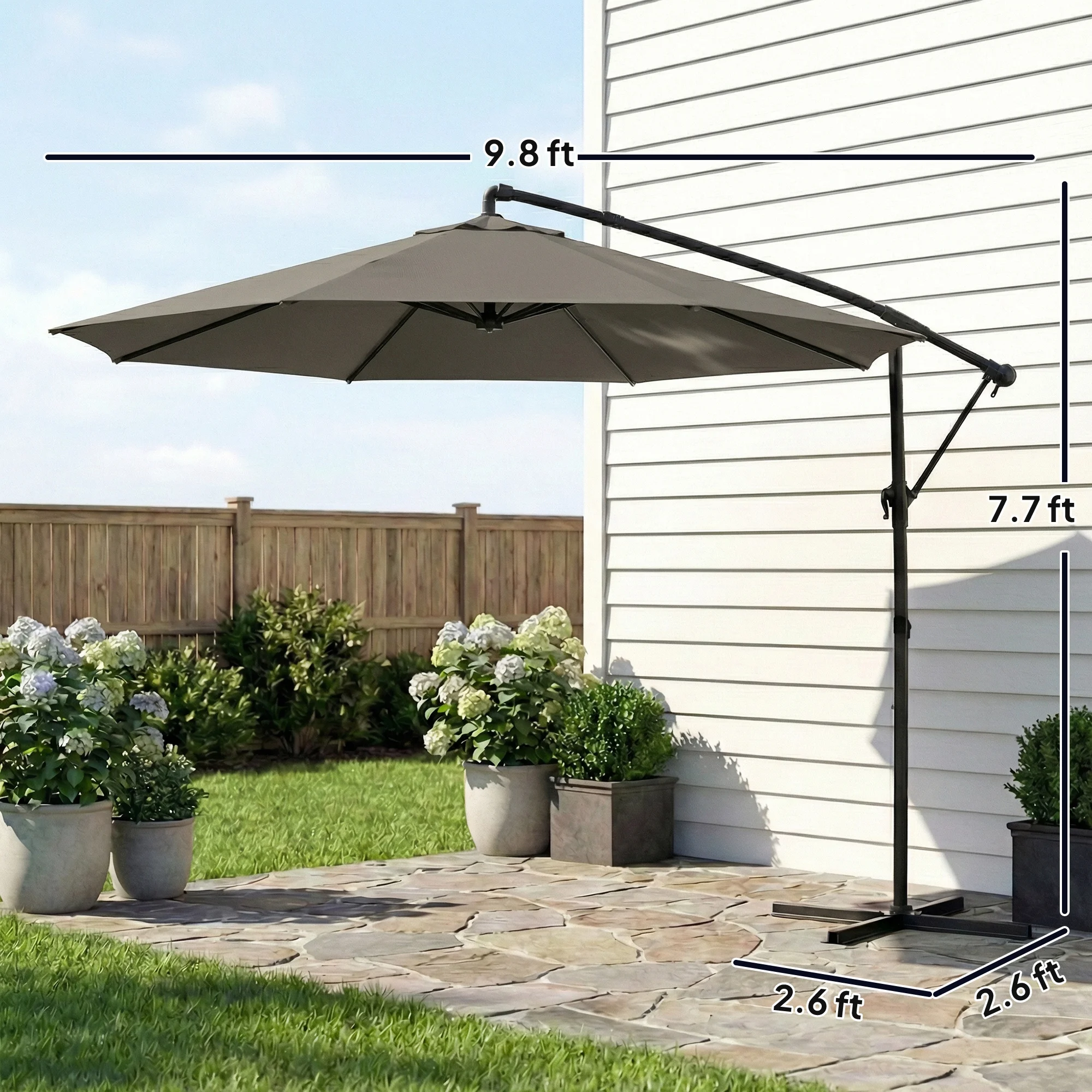 10 ft Offset Terrassenschirm mit Abdeckung, Hängeschirm 360° drehbar, Kurbel,...