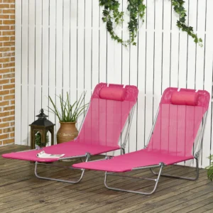 2-teilige klappbare Liegestühle, Pool-Sonnenliegen mit verstellbarer Rückenle...