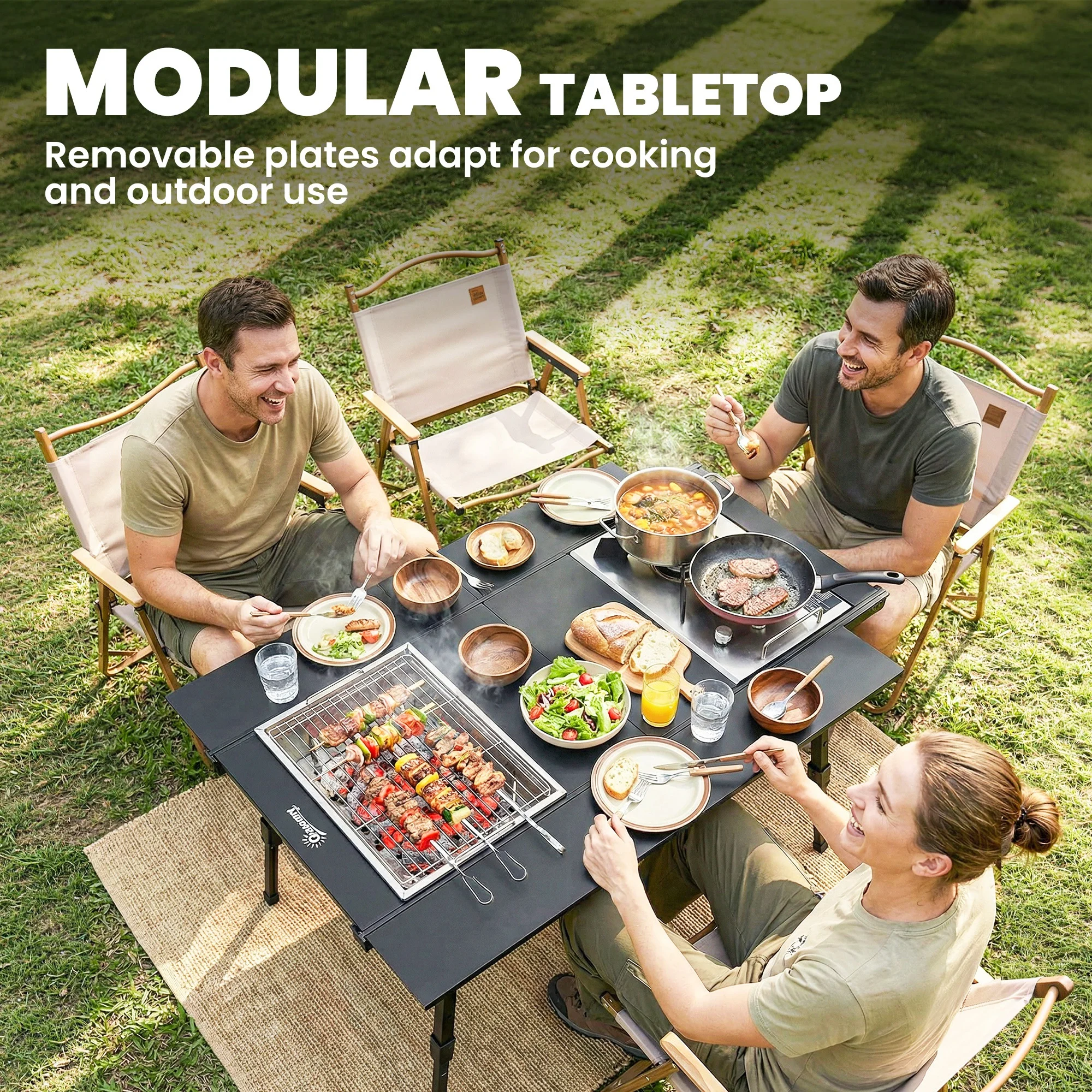 Folding Camping Table with Adjustable Height and Removable Panels, A... – Image 4