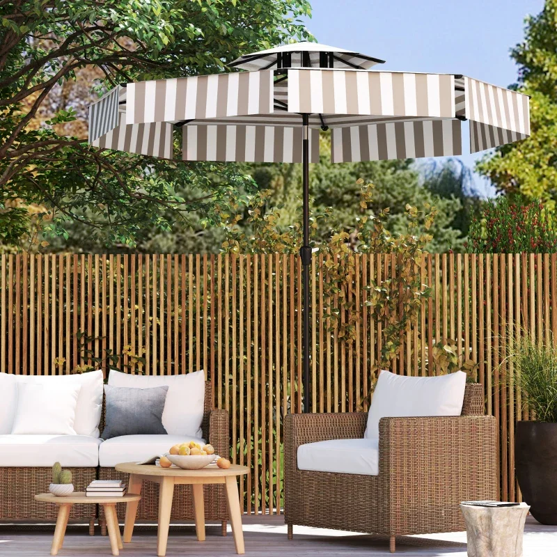 8,6FT Terrassenschirm, UPF 30, 2-stufig belüftet, Kurbel, 8 Streben, neigbar,... – Bild 8