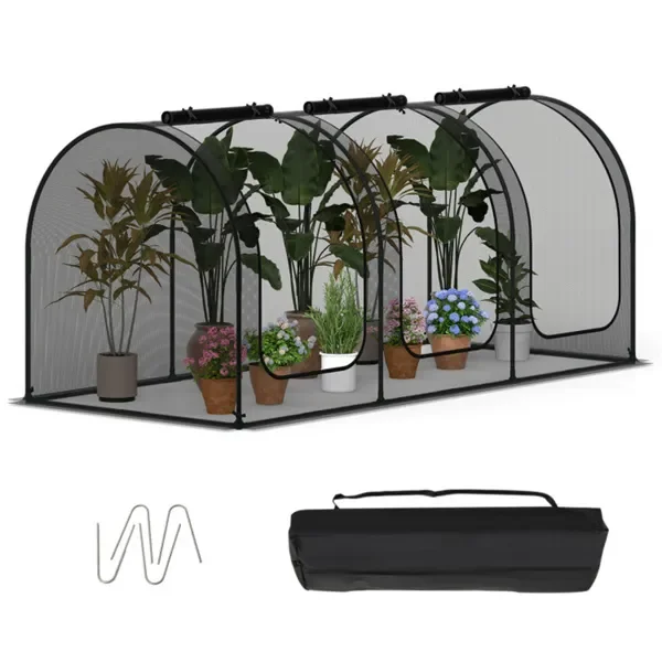 Jaula protectora de plantas de jardín verde 274x122x119 cm con red de nailon y cremallera... – Image 5