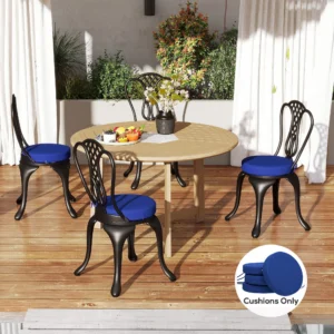 Terrassenstuhl-Kissen Set 4er, runde Sitzkissen für Bistrostühle, waschbar, 3...