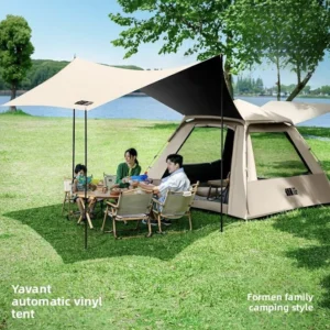 CampGlut Outdoor Camping Zelt im Freien aufgestellt.