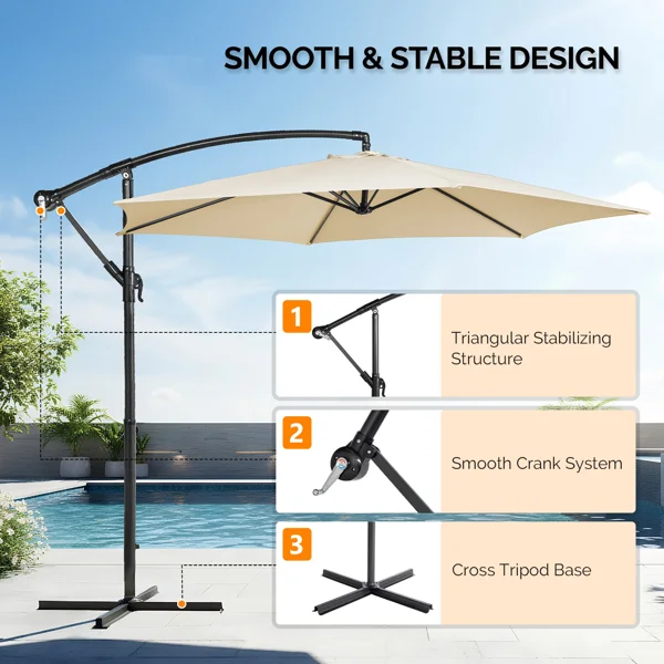 CampGlut 10FT Offset Umbrella, Camping-Schirm für windige Tage.