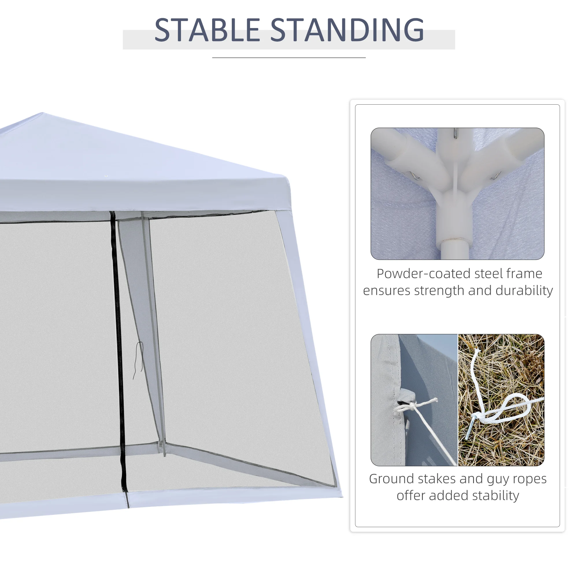 10x10 Outdoor Party Tent with Mosquito Net Side Walls, Gray - Image 3