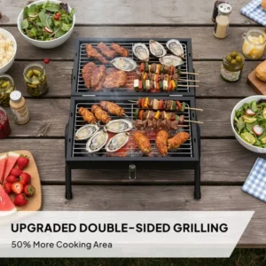 Tragbarer Holzkohlegrill, Doppelseiten-Grill für BBQ, Tischgrill für Camping ...