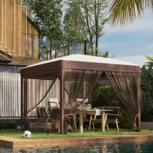 CampGlut 10x10 Pop-Up-Pavillon mit Netz als Sonnenschutz für Outdoor.