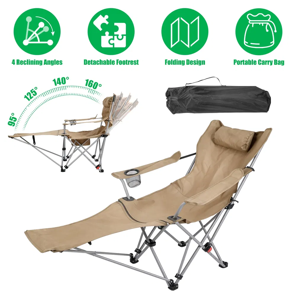 CampGlut schwerer Outdoor-Faltstuhl mit Fußablage für Camping-Komfort.
