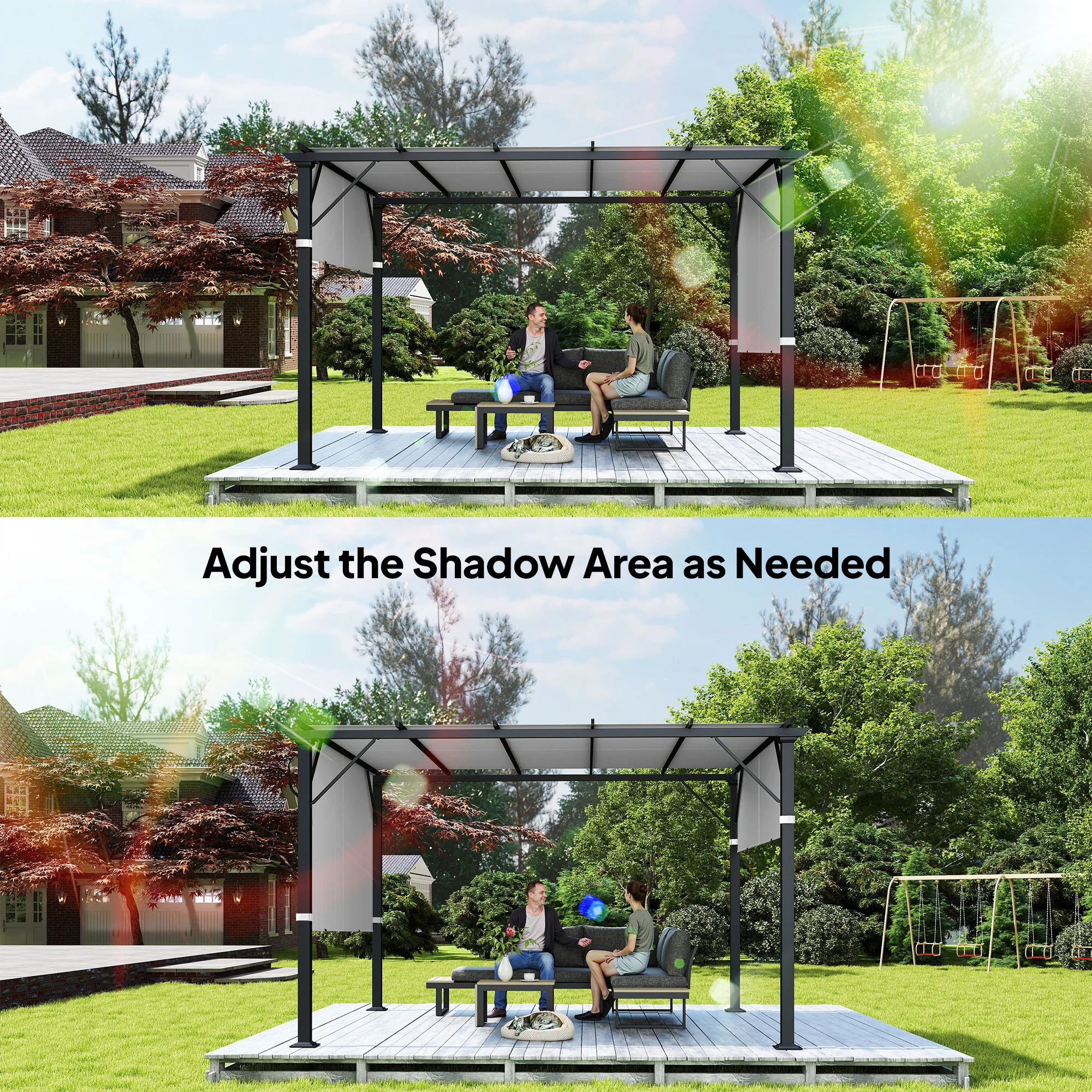 2er-Set Pergola-Ersatzdach, UV-Schutz, einfache Montage, für 3x3m Pergola, He...