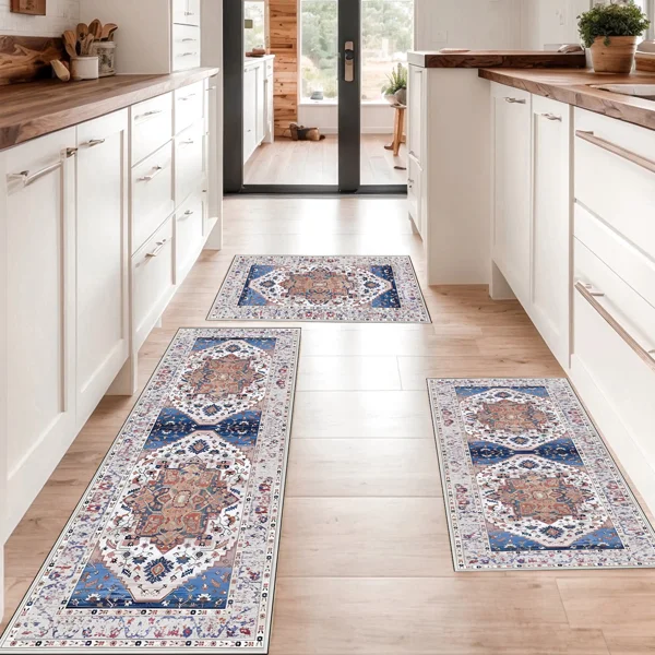 Boho Kitchen Runner Set 3-Piece, Non-Slip, Washable, Thick, for Hallway, Laundry,... - Image 2