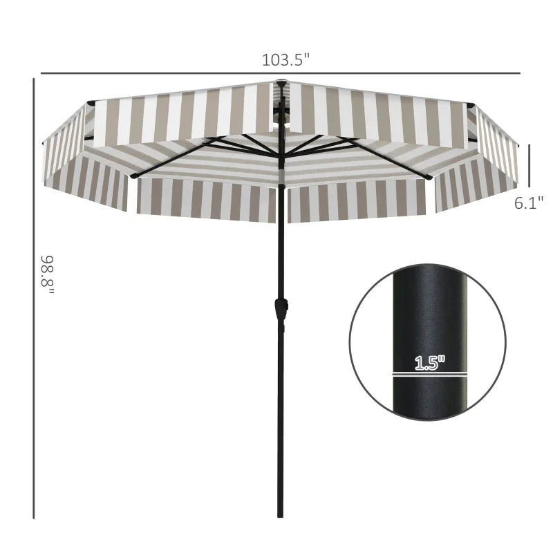 8,6FT Terrassenschirm, UPF 30, 2-stufig belüftet, Kurbel, 8 Streben, neigbar,... – Bild 7