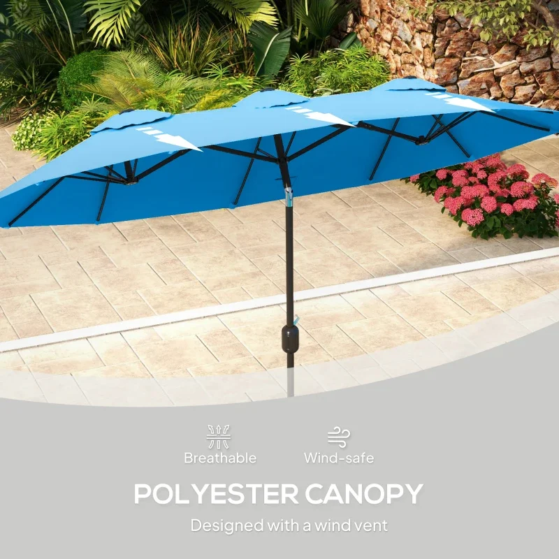 Double-Sided Patio Umbrella, 2.9 m, with Tilt Function and Crank, 3 Vents - Image 8