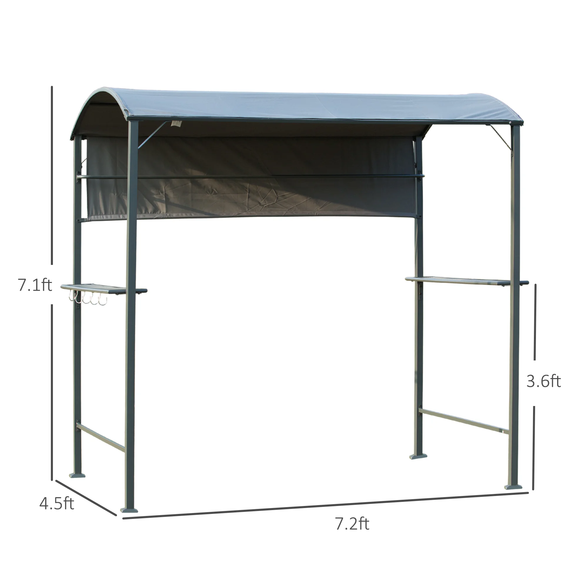 Pérgola para parrilla de 7 pies, toldo para barbacoa con toldo lateral antisol, 2 estantes exteriores, ... - Image 2
