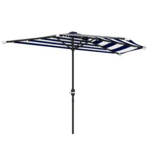 Outsunny Half Umbrella Patio Umbrella, Small Balcony Umbrella, Vented with Crank