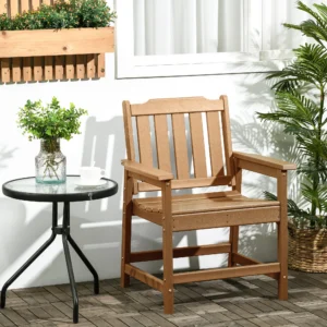 CampGlut Allwetter-Terrassenstuhl mit Holzdesign für Outdoor-Garten.