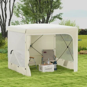 7 x 8 Pop-Up-Sonnenschutz-Zelt mit Vorhängen, Netzen und Tragetasche, UV-best...