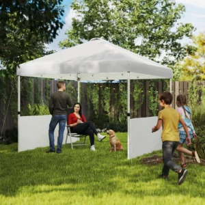 10x10 Pop-Up-Pavillon mit 2 Seitenwänden, UV50+, Sonnenschutz mit Rolltasche,...