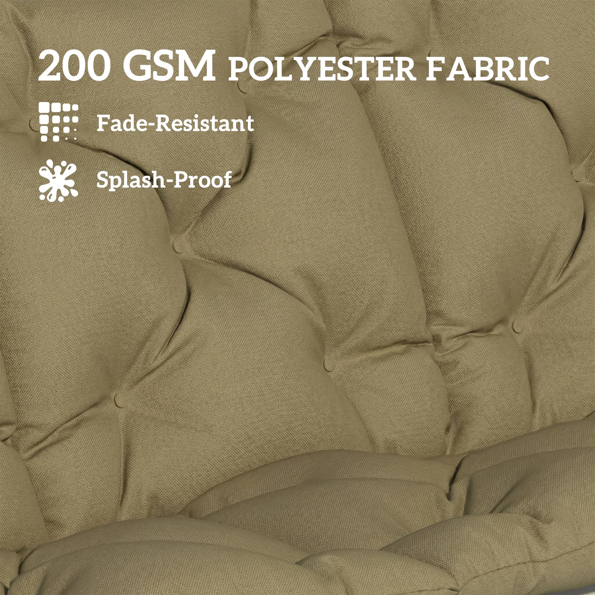 Seat Cushion for 3-Seater Hollywood Swing, Non-Slip, with Backrest and Side... - Image 2