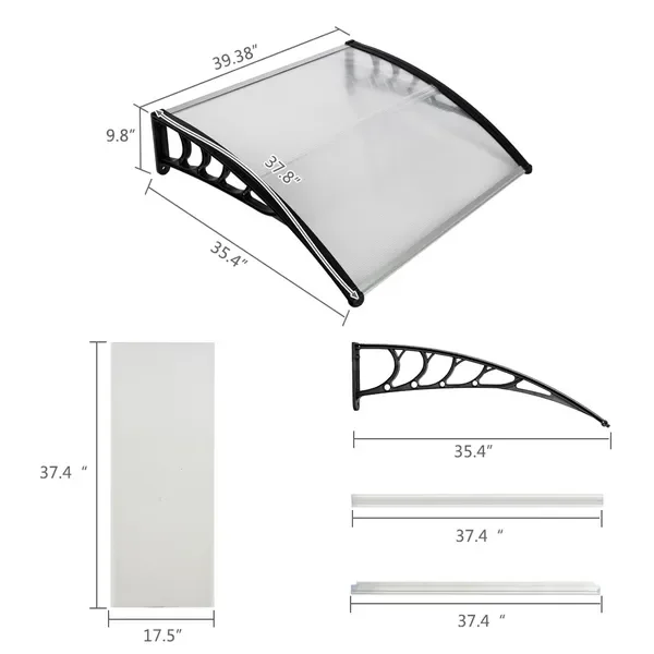 HT-100 X 96cm Haustür-Fenster-Regenabdeckung, schwarzer Halter – Bild 5