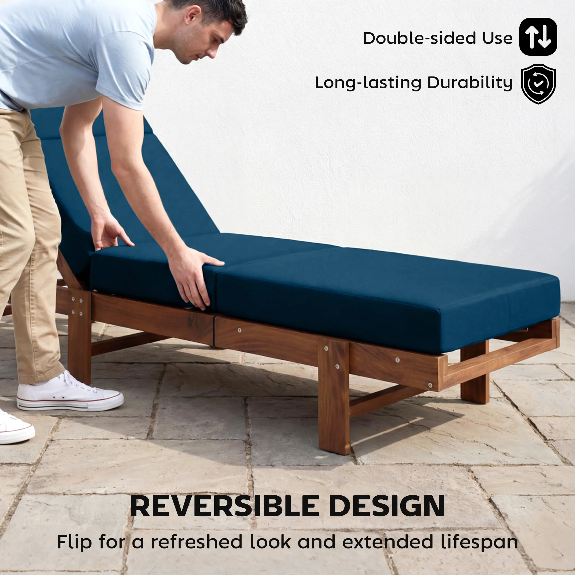 CampGlut dicke Auflage für Chaise Lounge im Campingurlaub.