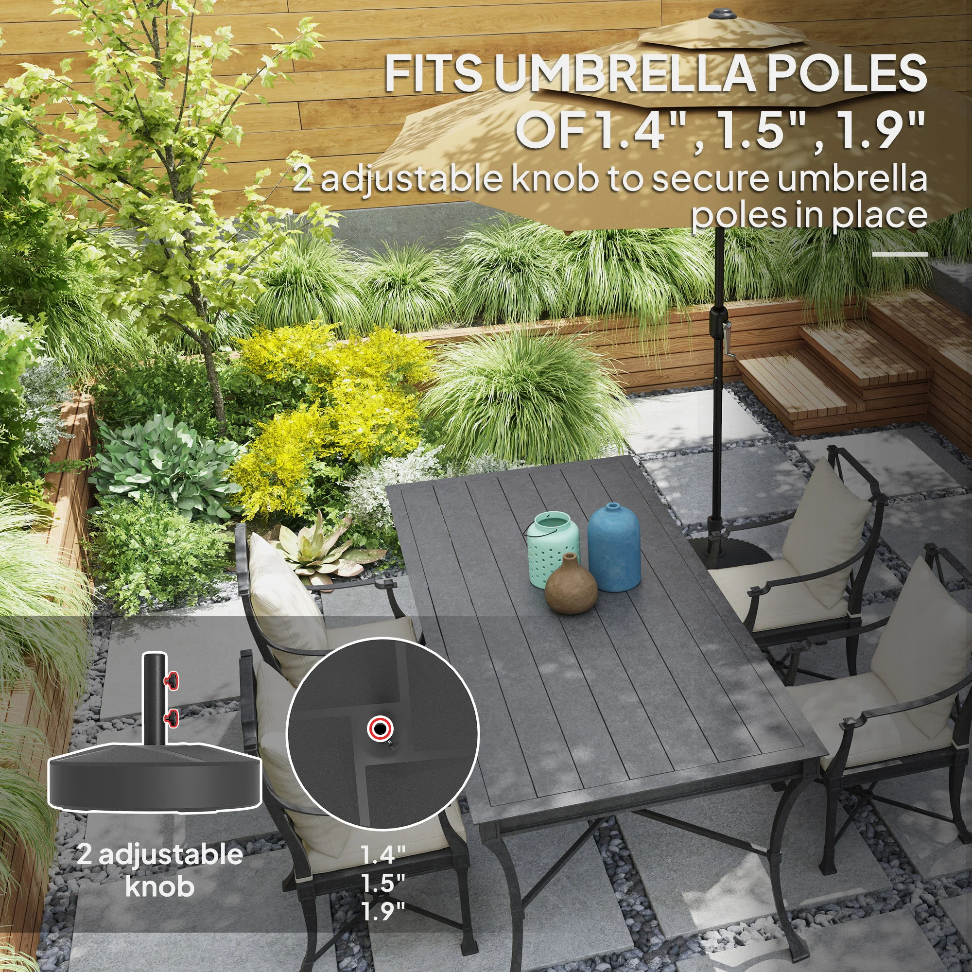 Terrassenschirmständer, schwerlast, bis 30kg befüllbar, schwarz – Bild 5