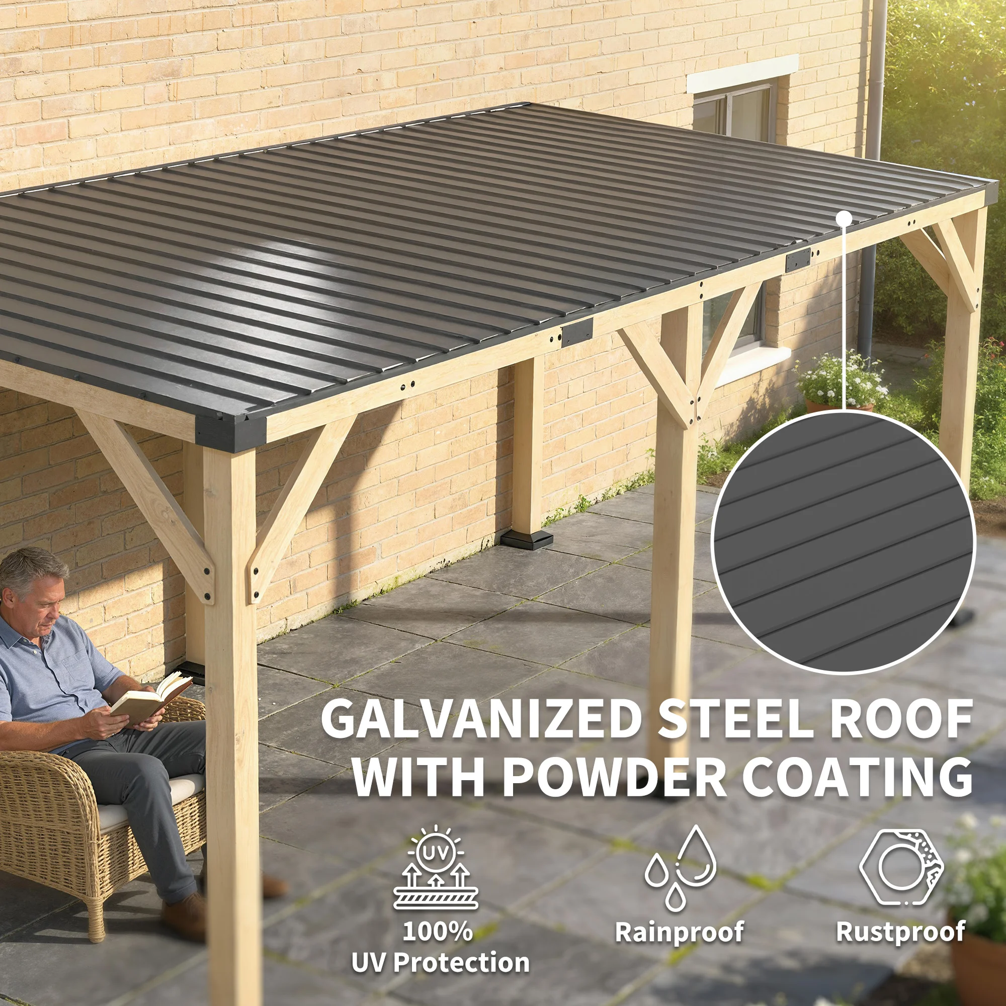 CampGlut geräumiger Holz-Pavillon für Camping.